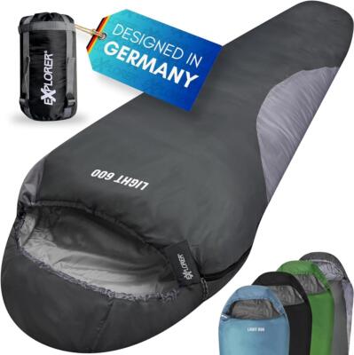 EXPLORER Sommer Mumienschlafsack Packsack klein + 650g leicht! -2°C Zelt Camping
