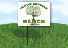 BLOCK FAMILY REUNION GR TREE 18 in x24 in Yard Sign Road Sign with Stand