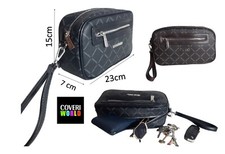 Pochette trousse borsello uomo Coveri World in eco pelle fantasia tasche polsino