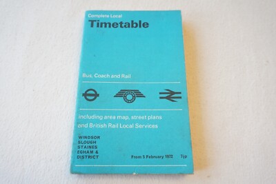 Feb 1972 Windsor Slough Bus Eisenbahnführer Fahrplan Staines High Wycombe