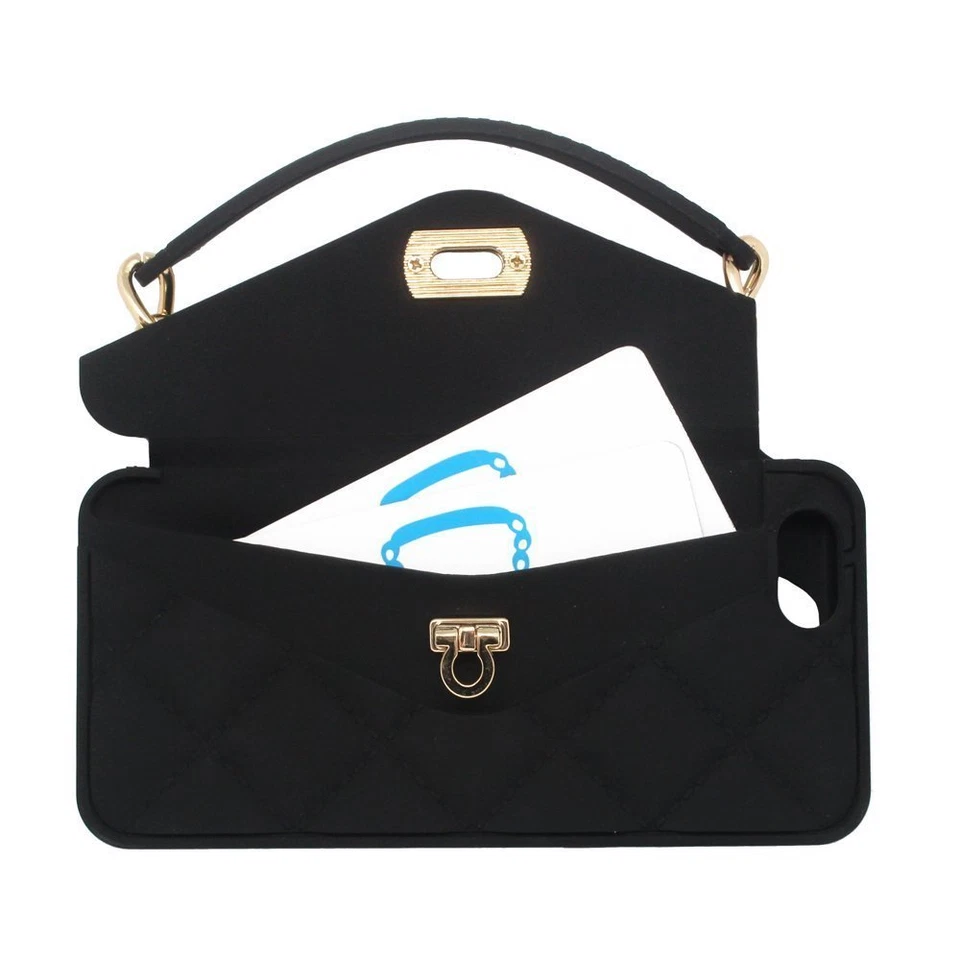 Estuche Monedero para Apple iPhone 6, 6 Plus, 7, 7plus, Cartera Muñequera Bolso sin asas Cadena Foto 3 de 4