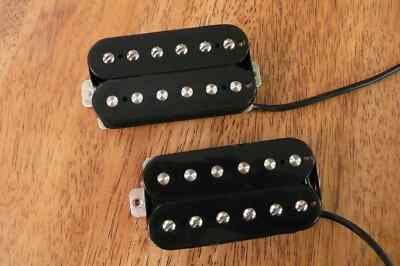 HUMBUCKER PICKUP SET BLACK NICKEL SILVER BASEPLATE ALNICO 2 FOUR CONDUCTOR WIRED
