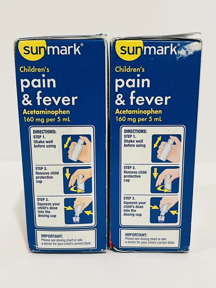 2 X Childrens Pain and Fever Suspension 4 oz By Sunmark - Exp 09/25 - Image 2 of 4