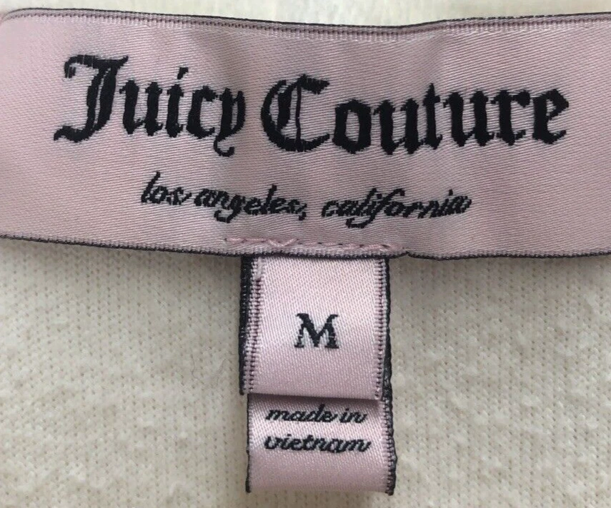 Juicy Couture Women’s Velour Hoodie Size M Cream Full Zip Pineapple Graphic - Image 4 of 4