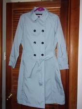 Jane Post Blue Crinkle Trench Rain Coat With Detachable Hood - Size L