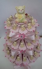 BOMBONIERE TORTA ROSA ORSETTI STRASS  NASCITA/BATTESIMO COMPLEANNO 