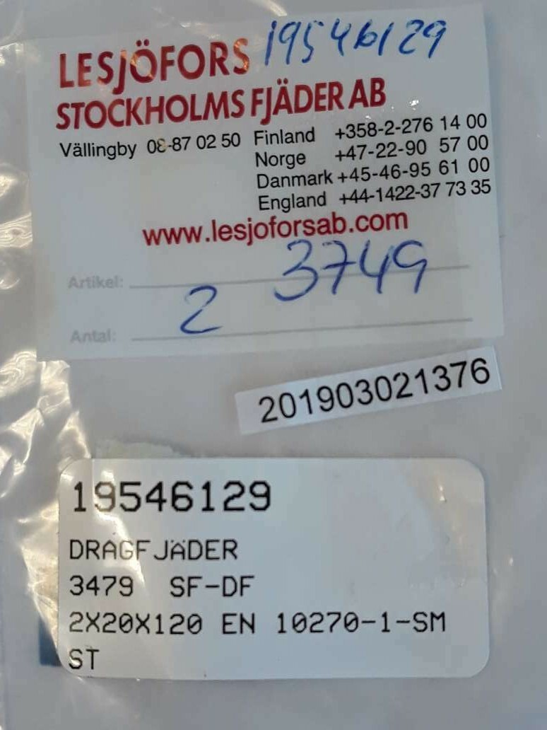 Lesjöfors stockholms fjäder AB 3479 SF DF 2X20X120 EN 10270 1 SM Price