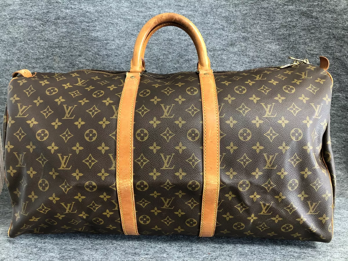 Louis Vuitton Monogram Leather Keepall Bag 55 Brown