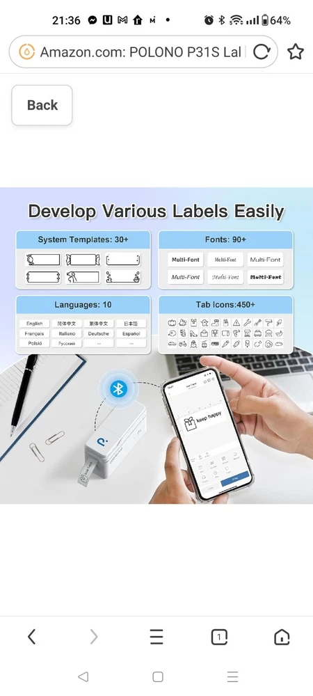 Bluetooth Label Maker Machine with Tape - Portable Wireless Label Printer for Home & Office