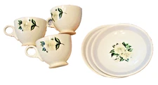 Homer Laughlin Vintage Eggshell Nautilus Gardenia China 3 Cups & 3 Saucers NICE!