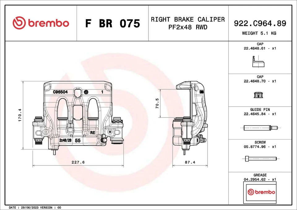 Fits Mercedes Sprinter 2.1 CDi 3.0 Brake Caliper Front Rear Right Brembo #1 - Image 3 of 4