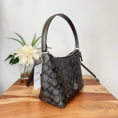 NWT Coach Zip Top Shoulder Bag In Signature Canvas | eBay