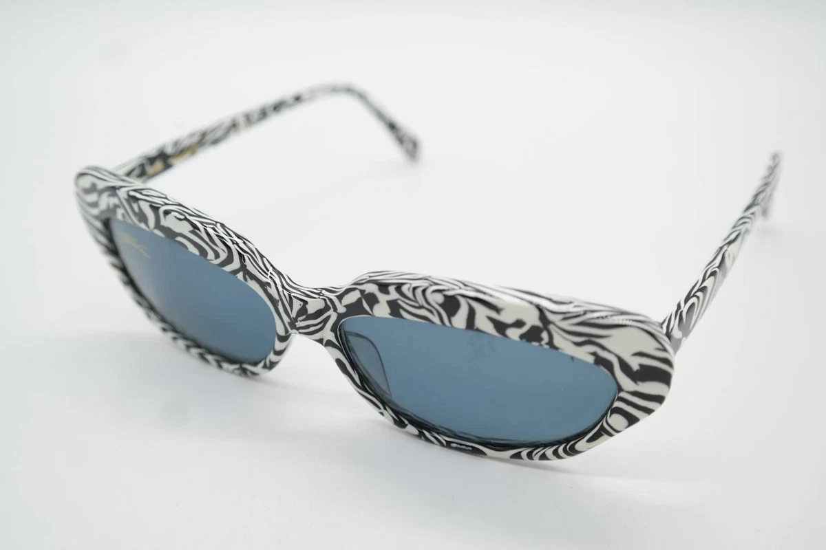 Vintage Serious Fun Zoro Weiß Schwarz Oval Sonnenbrille sunglasses Brille NOS