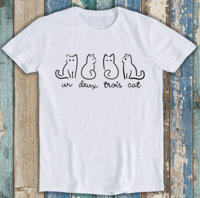 97 Un Deux Trois Katzenliebhaber Papa Mama süß lustig Geschenk T-Shirt M1299