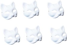 Máscaras para gatos Máscaras de zorro Máscaras Therian, 6 piezas Máscaras de papel blanco Máscaras faciales en blanco