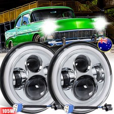 Pair 7 inch Round LED Hi/Lo Beam Headlights Chrome for Ford F100 F150 F250 Truck
