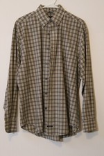 Nautica Men's 100 Cotton Long Sleeve Gray Plaid Button Down Shirt Size M