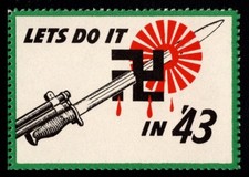 Scarce 1943 US WW II Patriotic Propaganda Poster Stamp Let&rsquo;s Do It In &rsquo;43