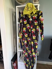 NWT Grinch pajamas One Piece Christmas Hooded Dr. Seuss Teacher Photo XS 0-2
