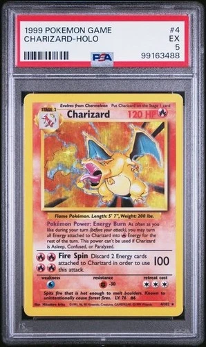 1999 POKEMON BASE SET   #4 CHARIZARD-HOLO PSA 5