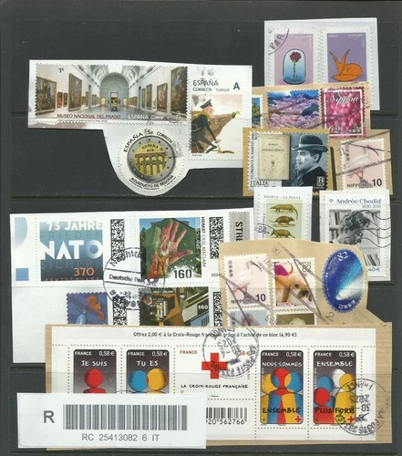 ? Europe Japan Modern Used Stamps Lot France Spain Germany Nippon Art Mix