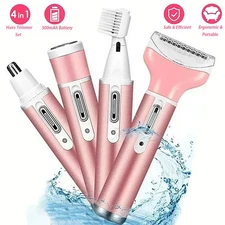 4 in 1 Womens Electric Shaver Epilator Rechargeable Painless Hair Removal