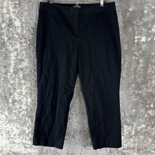 J Jill size 10 Stretch Ankle Flat Front Straight Leg Pants Black Button Zip