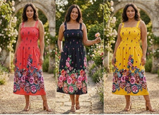 Plus Size Women's Sundress Floral Print Smock 1X 2X 3X 4X