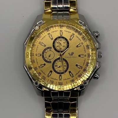 ORLANDO Men s Chronograph Quartz Watch Gold Silver Stainless Steel  New Battery