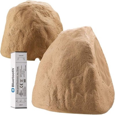 OSD Audio BTR805 8'' 150W Bluetooth Outdoor Rock Speaker Pair, Sandstone Brown