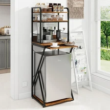 4-Tier Mini Fridge Stand with Power Outlet and Storage – Standing Refrigerato...
