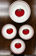 Over and Back Sundried Tomato 13" Serving & 3  Individual 9.5" Pasta Bowls Italy