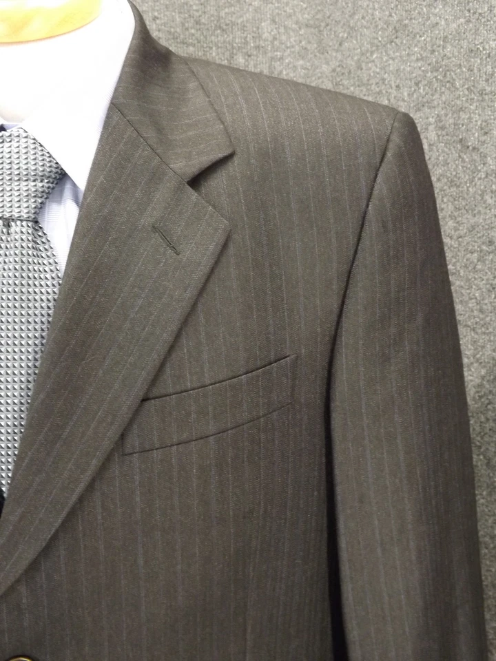 Principe Guabello Mens Suit 40R Gray Pinstripe Lanifico Wool 34x30 Pants Italy - Image 3 of 4