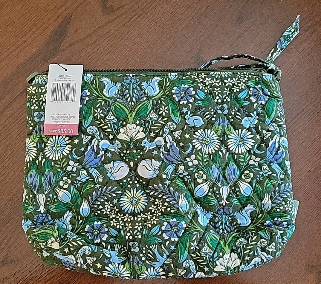 NWT Vera Bradley Large Hipster Enchanted Woodland Purse Bag Crossbody Green (N8)