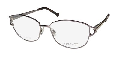 NEW TIMEX 8:23 AM EYEWEAR SI GRAY FULL-RIM MENS GEOMETRIC TITANIUM 55-15-140