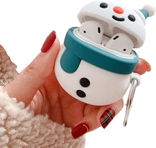 Compatible with Earbuds Case Airpods 1 & 2, Girls Women 3D Cute Christmas Snowma