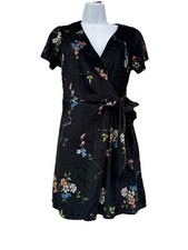 Urban Outfitters Velvet Tiger Floral Wrap Short Sleeve Mini Dress S Whimsigoth