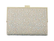 INC International Concepts Womens LORYY RhinestoneEmbellished Clutch Evening Bag