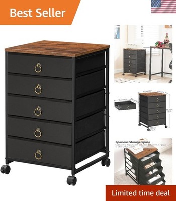 5-Drawer Chest, Office File Cabinet with Drawers, Rolling Printer Stand, Fili...