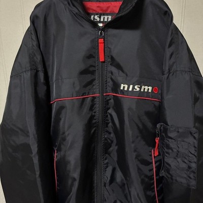 Jaqueta de náilon Nissan Nismo Racing preta e vermelha tamanho