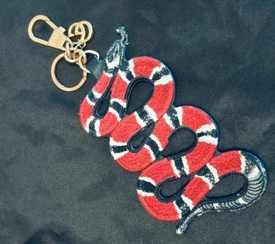 GUCCI GG king snake bag charm key holder key ring keychain red gold Gucci