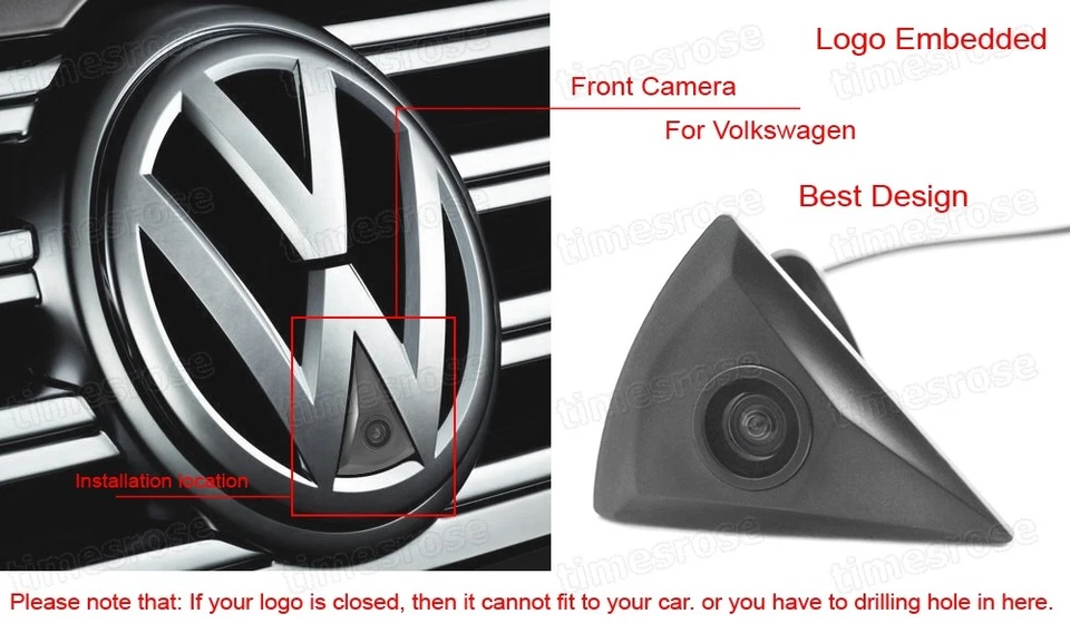 170° HD CCD Front View Camera Car Logo Embedded New for VW Golf MK6 2009-2012 - Image 3 of 4
