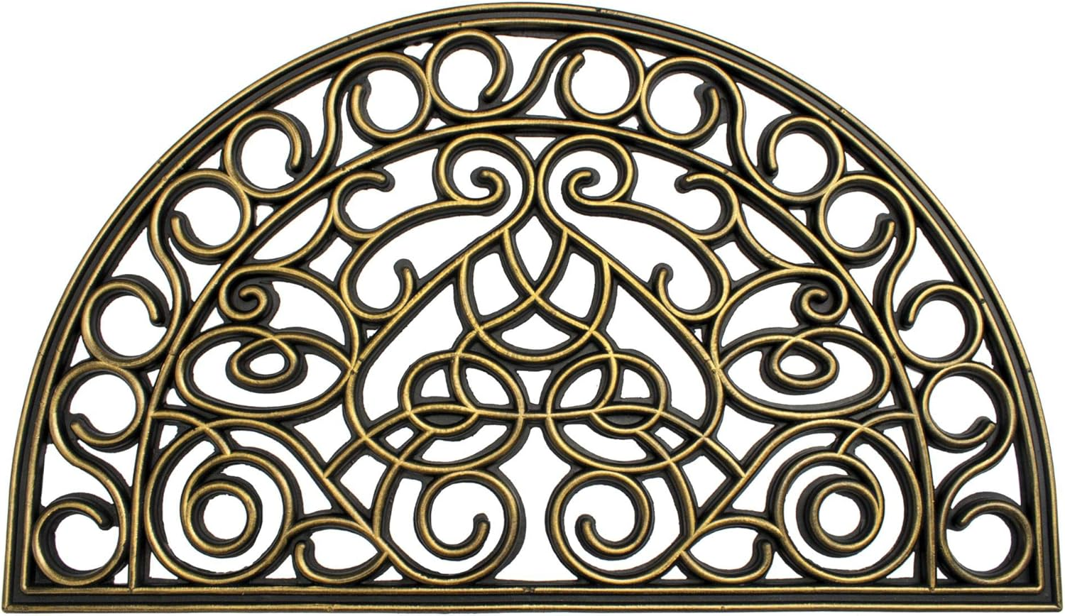 18x30 Gold Moulded Trellis Half-Round Rubber Doormat for Durability and Style