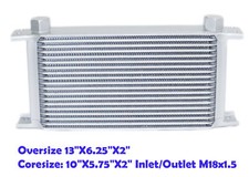 Silver Universal M18X1.5 19-Row Aluminum Engine Transmission Racing Oil Cooler