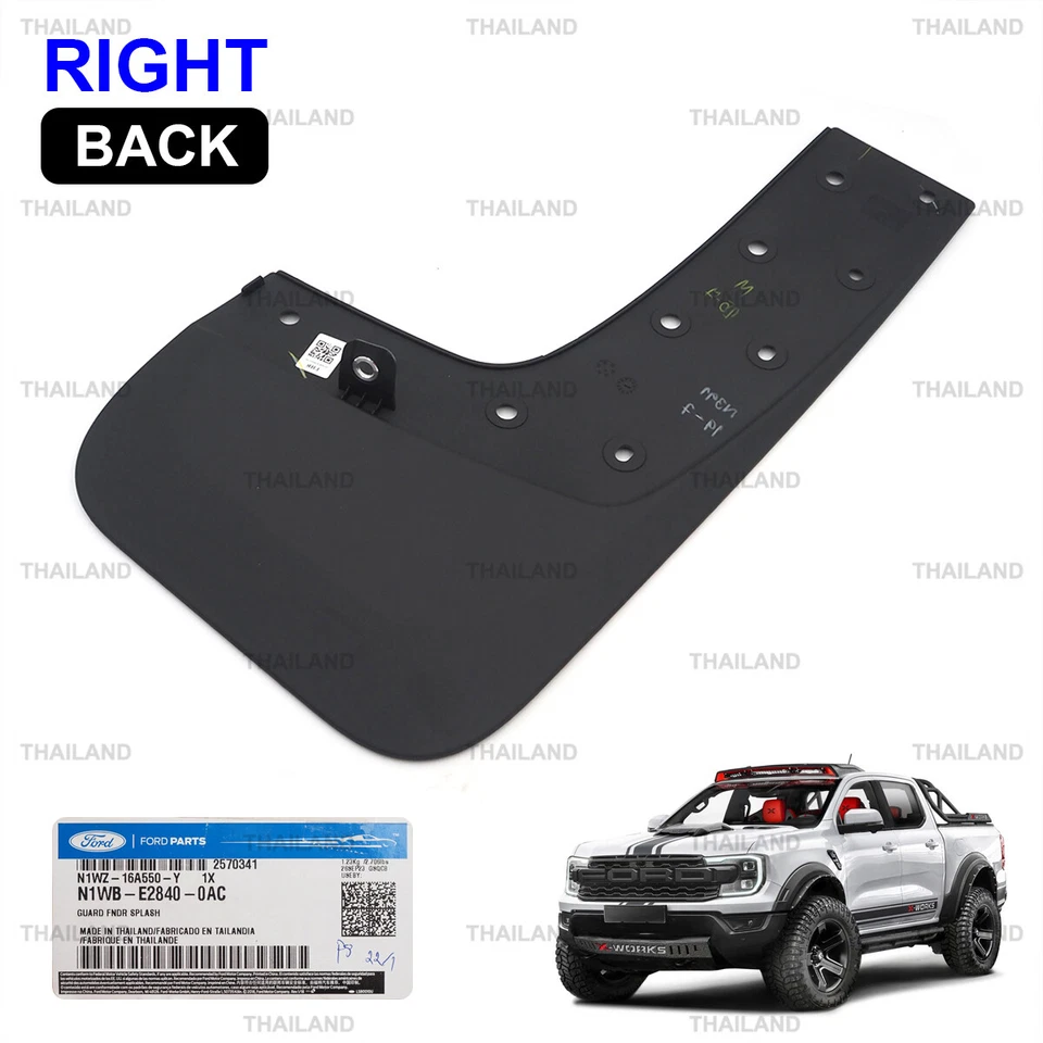 For Ford Ranger Raptor Next-Gen 2023 - '25 Rear Right Splash Mud Guard Flap - Image 3 of 4