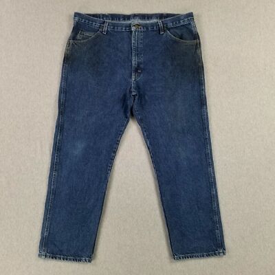 Wrangler 42x30 Blue Jeans Work Pants Quality Classic Denim Dark Wash