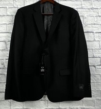 NWT Armani Exchange Men's Slim Fit Black Wool Sport Coat Jacket Sz 46 Long