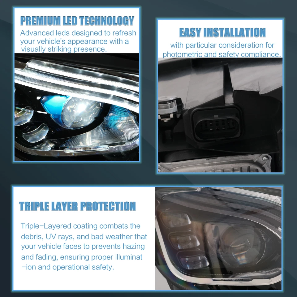 FULL LED Headlights Upgrade 2018+ OE Style DRL For 2014-17 Mercedes Benz S-Class - Image 3 of 4