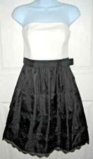 White House Black Market Feel Beautiful Ivory/Black Strapless Bow Dress Sz 2 NWT