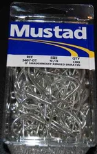 100 Mustad 3407DT Size 9/0 Saltwater Big Game Duratin J Hooks 3407DT-90